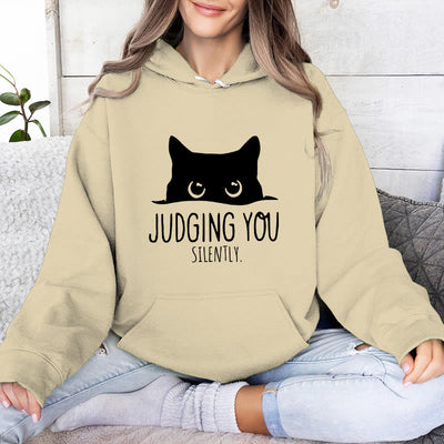 Olivenorma JUDGING YOU SILENTLY Süßes Kätzchen, lockere Passform, Sweatshirts für Damen und Herren, Hoodies - Hellgelb - 2XL - image 8