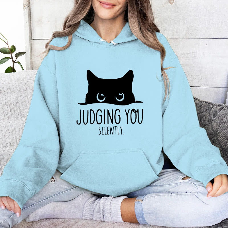 Olivenorma JUDGING YOU SILENTLY Süßes Kätzchen, lockere Passform, Sweatshirts für Damen und Herren, Hoodies - Blau - 2XL - image 0