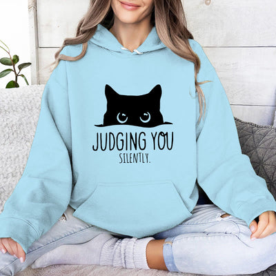 Olivenorma JUDGING YOU SILENTLY Süßes Kätzchen, lockere Passform, Sweatshirts für Damen und Herren, Hoodies - Blau - 2XL - image 0