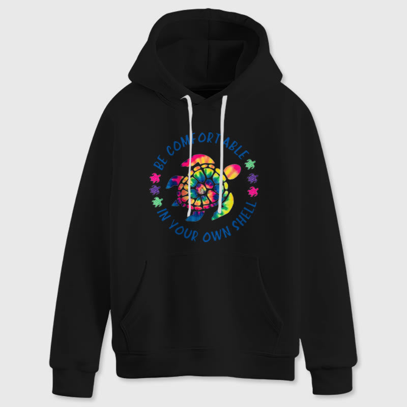 Olivenorma "Fühlen Sie sich wohl in Ihrer Muschel" Spirituelle Kapuzenpullover mit Meeresschildkröte, Fleece-Kapuzenpullover - image 5