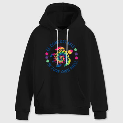 Olivenorma "Fühlen Sie sich wohl in Ihrer Muschel" Spirituelle Kapuzenpullover mit Meeresschildkröte, Fleece-Kapuzenpullover - image 5
