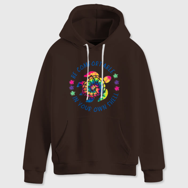 Olivenorma "Fühlen Sie sich wohl in Ihrer Muschel" Spirituelle Kapuzenpullover mit Meeresschildkröte, Fleece-Kapuzenpullover - image 9