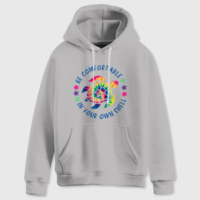 Olivenorma "Fühlen Sie sich wohl in Ihrer Muschel" Spirituelle Kapuzenpullover mit Meeresschildkröte, Fleece-Kapuzenpullover - image 7