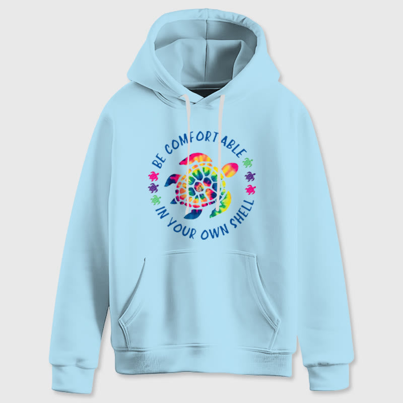 Olivenorma "Fühlen Sie sich wohl in Ihrer Muschel" Spirituelle Kapuzenpullover mit Meeresschildkröte, Fleece-Kapuzenpullover - image 17