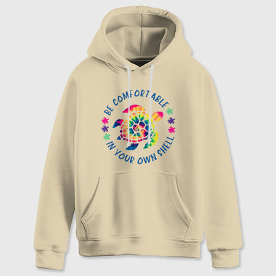 Olivenorma "Fühlen Sie sich wohl in Ihrer Muschel" Spirituelle Kapuzenpullover mit Meeresschildkröte, Fleece-Kapuzenpullover - image 11