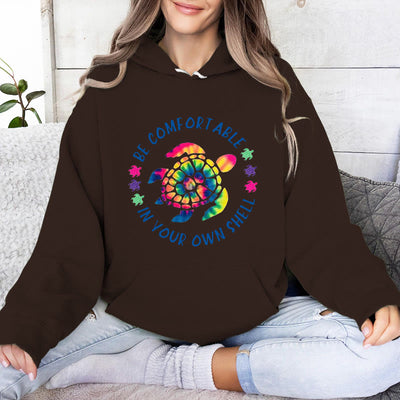 Olivenorma "Fühlen Sie sich wohl in Ihrer Muschel" Spirituelle Kapuzenpullover mit Meeresschildkröte, Fleece-Kapuzenpullover - Braun - 2XL - image 8