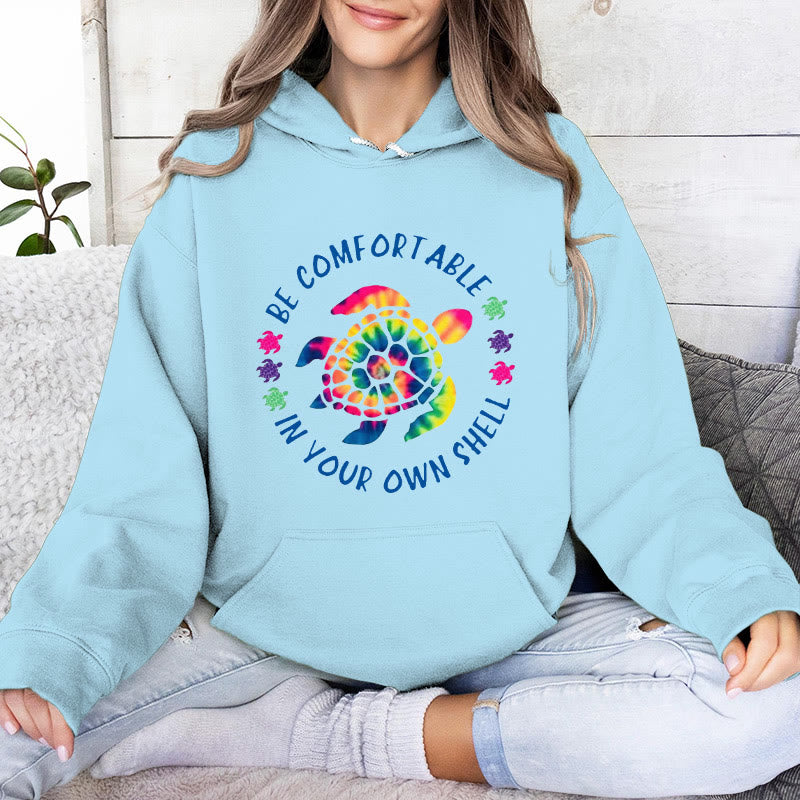 Olivenorma "Fühlen Sie sich wohl in Ihrer Muschel" Spirituelle Kapuzenpullover mit Meeresschildkröte, Fleece-Kapuzenpullover - Blau - 2XL - image 16