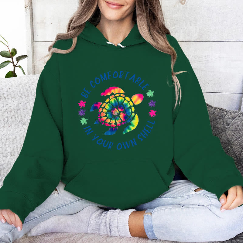 Olivenorma "Fühlen Sie sich wohl in Ihrer Muschel" Spirituelle Kapuzenpullover mit Meeresschildkröte, Fleece-Kapuzenpullover - Grün - 2XL - image 14