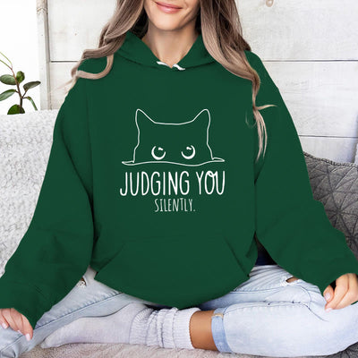 Olivenorma JUDGING YOU SILENTLY Süßes Kätzchen, lockere Passform, Sweatshirts für Damen und Herren, Hoodies - Grün - 2XL - image 16
