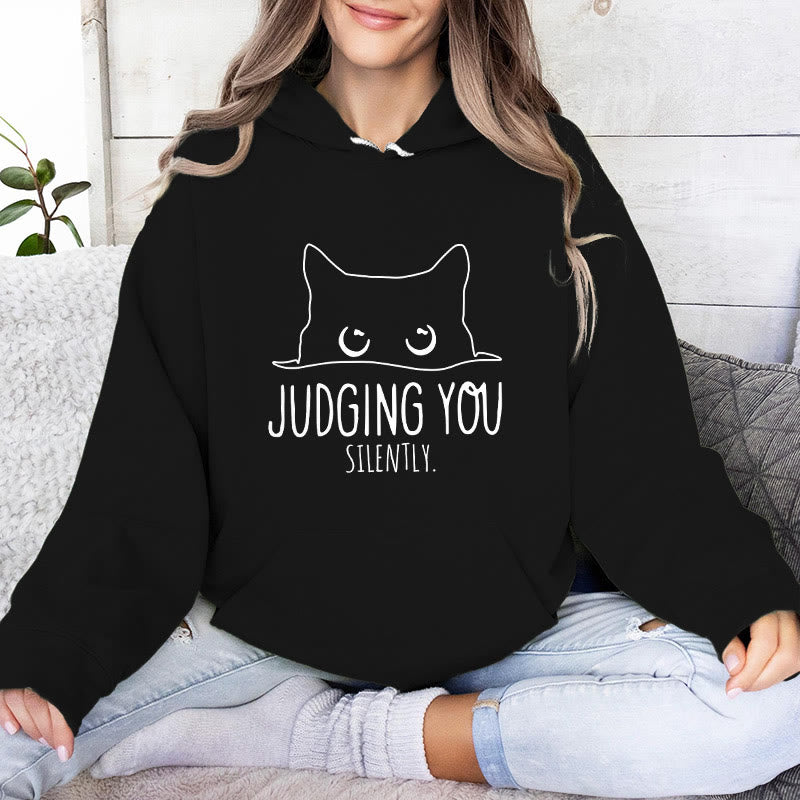 Olivenorma JUDGING YOU SILENTLY Süßes Kätzchen, lockere Passform, Sweatshirts für Damen und Herren, Hoodies - Schwarz - 2XL - image 12