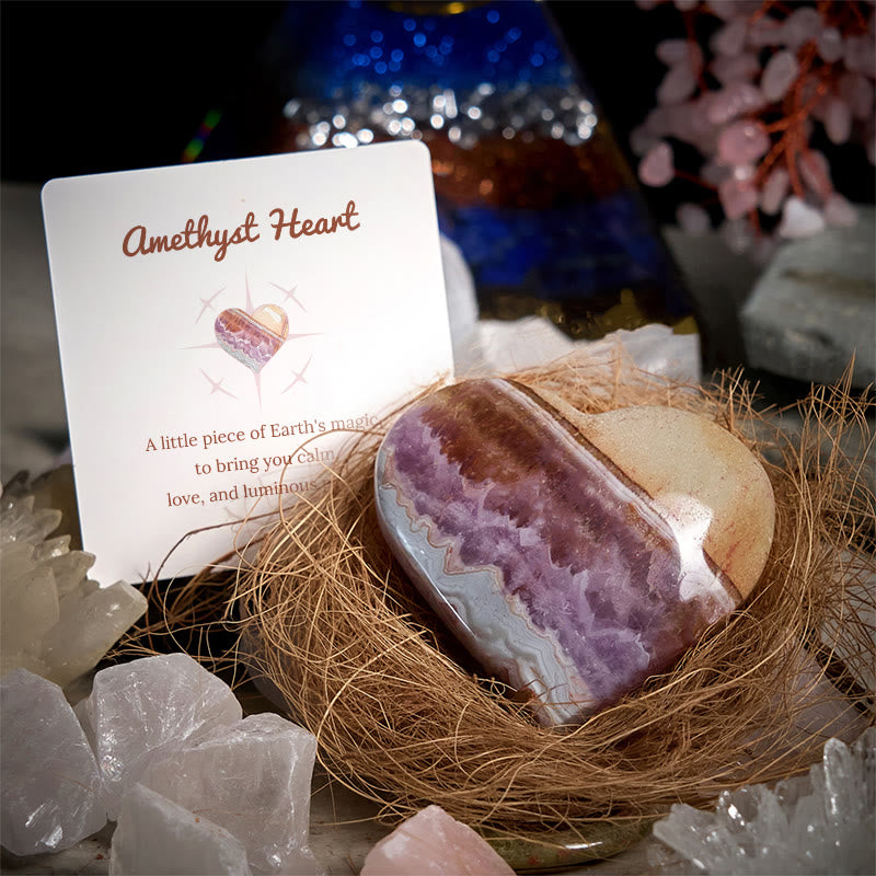 Olivenorma Amethyst Herz Erde Magie Natürliche Heilung Edelstein Dekoration - image 1