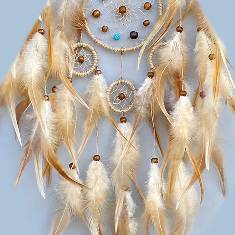 Olivenorma Indianerstamm-Traumfänger, handgefertigt, mit Federdekor - image 6