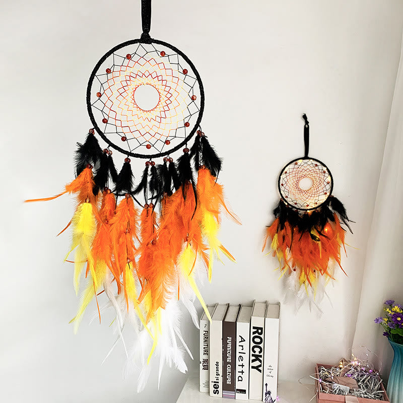 Olivenorma Traumfänger mit Flammentanz, Halloween-Dekoration, indianischer Traumfänger - image 1