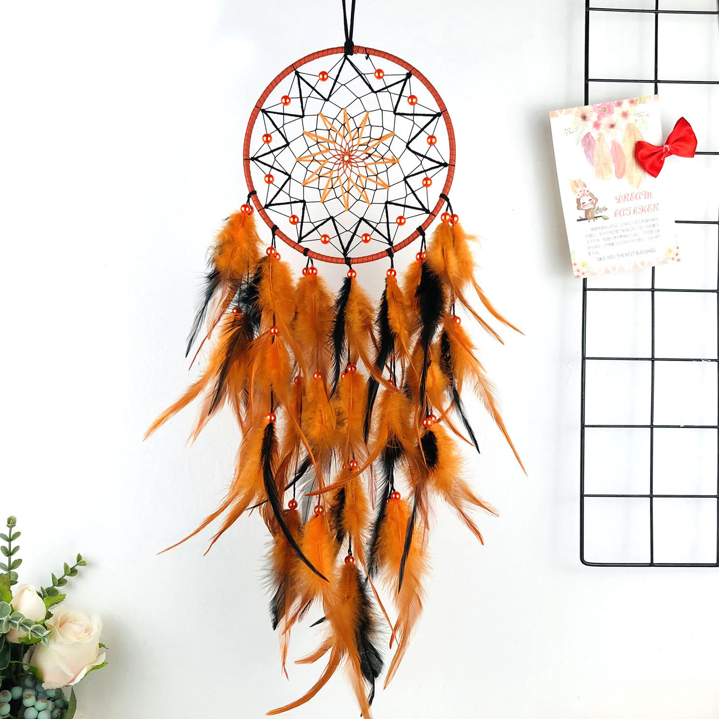 Olivenorma Halloween Schwarz und Orange Handgefertigte Indianer-Traumfänger - image 1