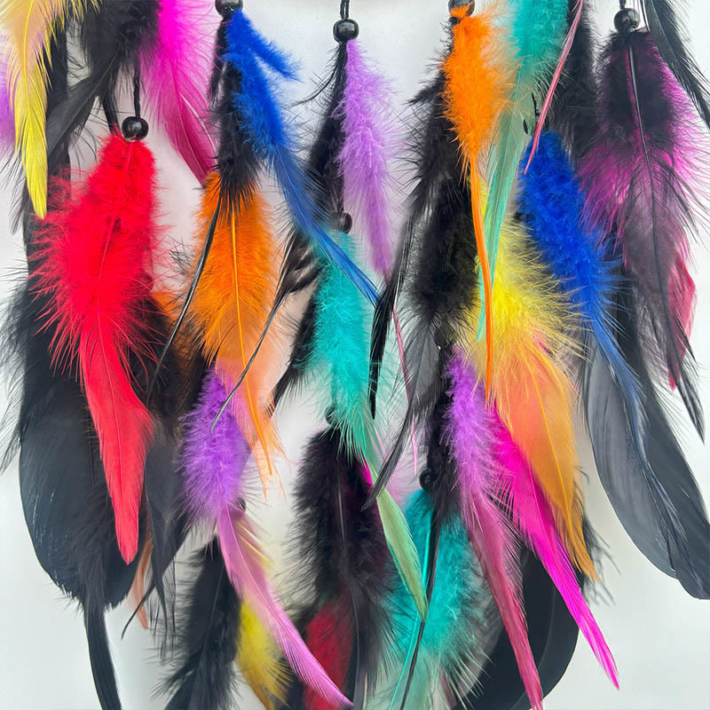 Olivenorma Late Night's Iridescent Feathers Handgefertigter runder Traumfänger - image 3
