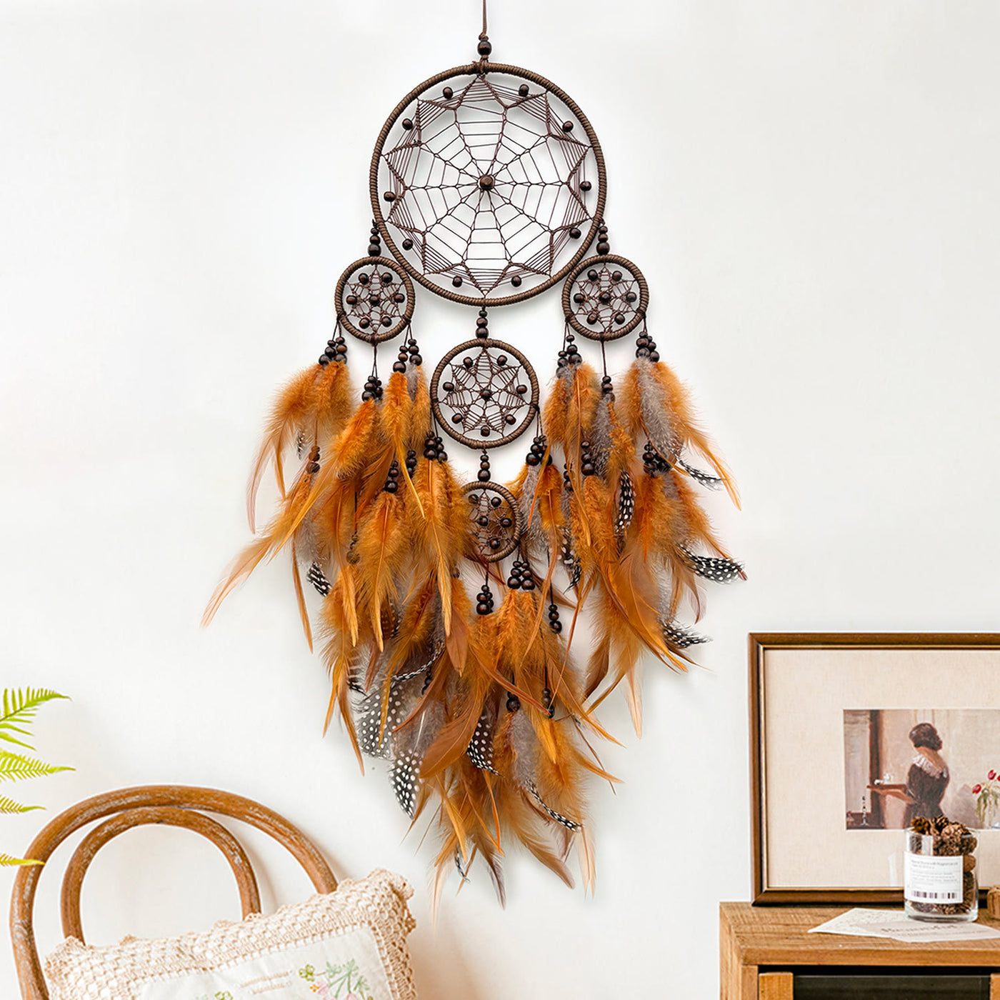 Olivenorma Tribal Symbol Boho Wandbehang Dekoration Kreisnetz Traumfänger - image 3