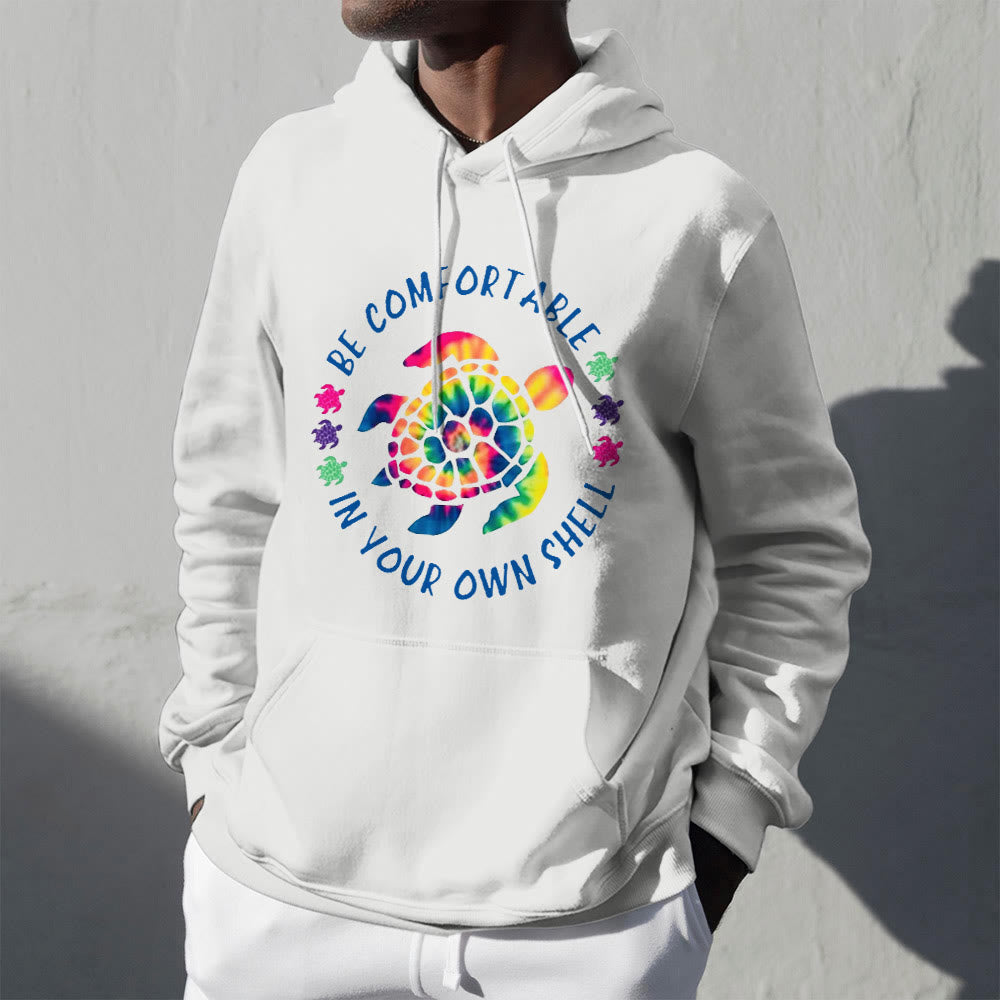 Olivenorma "Fühlen Sie sich wohl in Ihrer Muschel" Spirituelle Kapuzenpullover mit Meeresschildkröte, Fleece-Kapuzenpullover - image 2