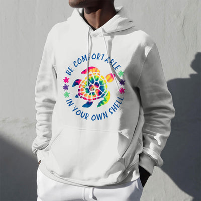 Olivenorma "Fühlen Sie sich wohl in Ihrer Muschel" Spirituelle Kapuzenpullover mit Meeresschildkröte, Fleece-Kapuzenpullover - image 2