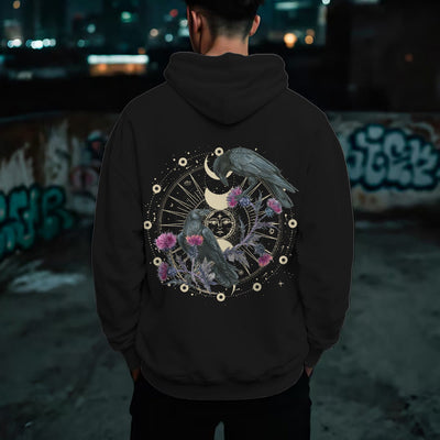 Olivenorma Mystical Moon Phase Raven Floral Fleece Kapuzenpullover Tops Lose Hoodies - image 4