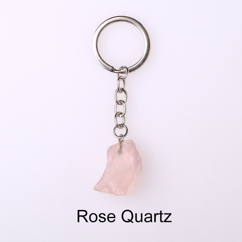Olivenorma Einzigartiger Rohkristall-Schlüsselanhänger mit Rohedelsteinen - Rosa Quarz - image 6