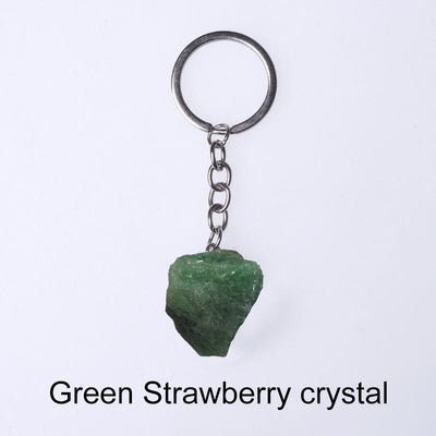 Olivenorma Einzigartiger Rohkristall-Schlüsselanhänger mit Rohedelsteinen - Grüner Erdbeerkristall - image 71