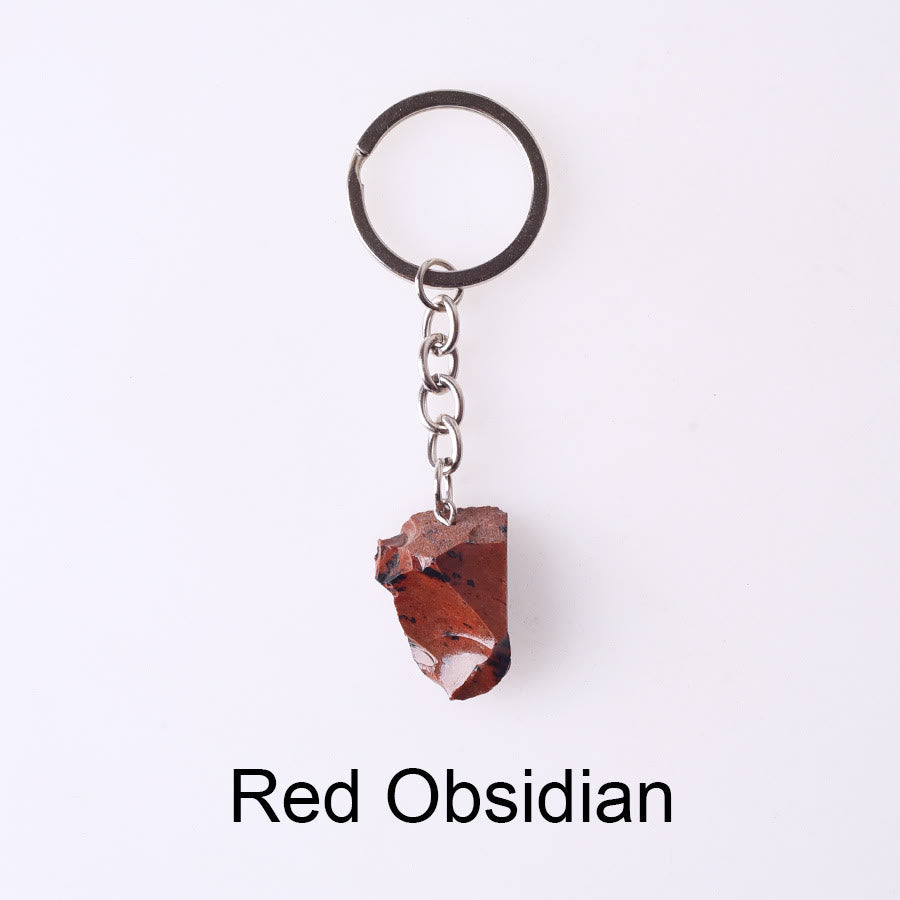 Olivenorma Einzigartiger Rohkristall-Schlüsselanhänger mit Rohedelsteinen - Roter Obsidian - image 73