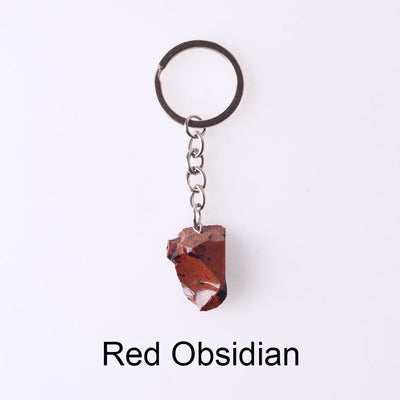 Olivenorma Einzigartiger Rohkristall-Schlüsselanhänger mit Rohedelsteinen - Roter Obsidian - image 73