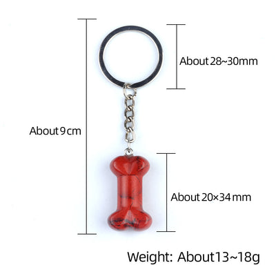 Olivenorma Schlüsselanhänger in Knochenform aus natürlichem Kristall in leuchtenden Farben - image 16
