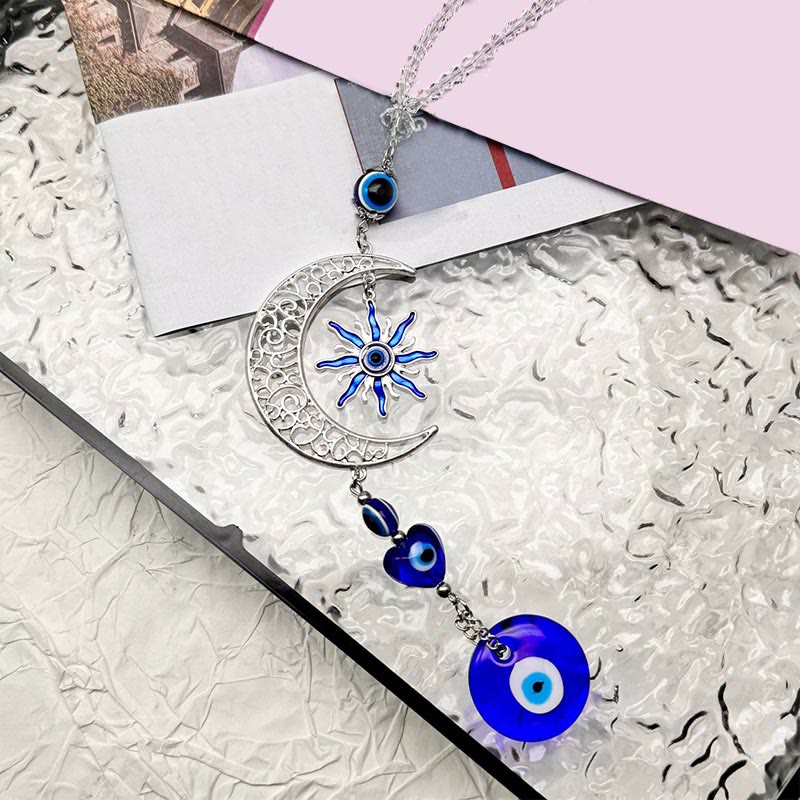 Olivenorma Schlüsselanhänger mit himmlischem Bösen Blick, Mond, Sonne und Herz - image 5