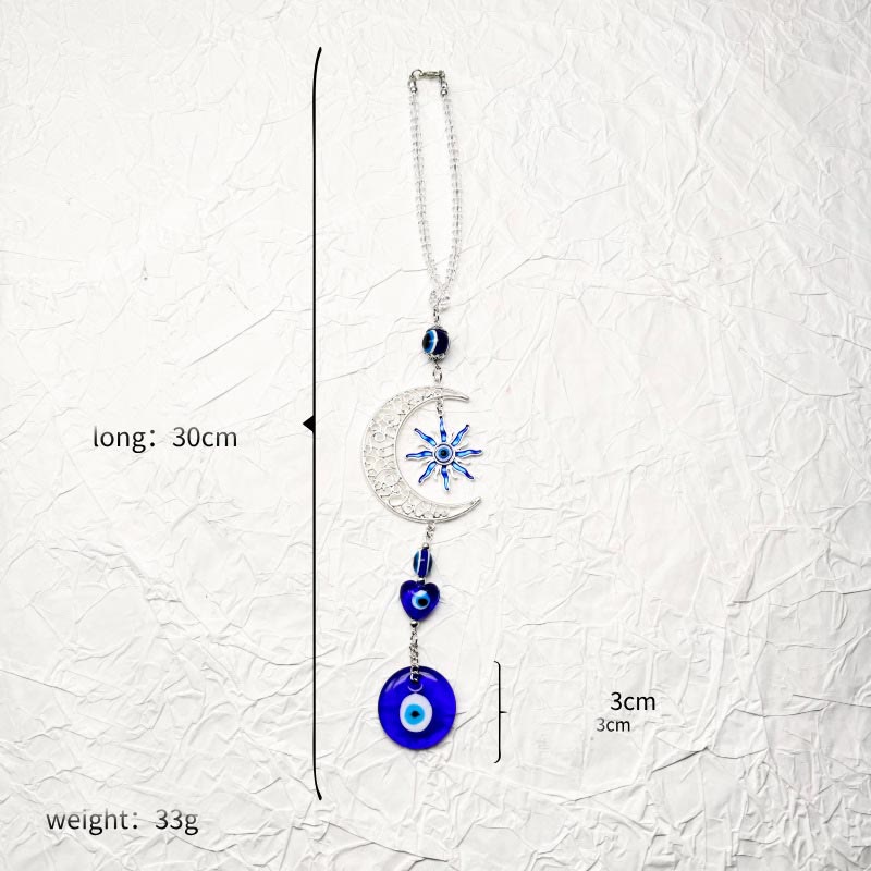 Olivenorma Schlüsselanhänger mit himmlischem Bösen Blick, Mond, Sonne und Herz - image 7