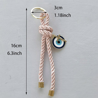 Olivenorma Mehrfarbiger Schlüsselanhänger mit bösem Blick aus gedrehtem Seil - image 7