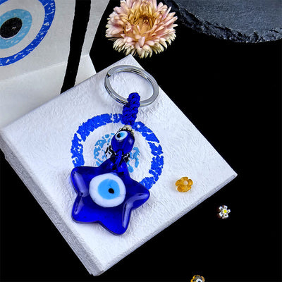 Olivenorma Schützender zweifarbiger Schlüsselanhänger mit bösem Blick – verschiedene Formen - Stern - image 16