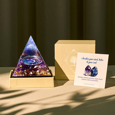 Olivenorma Celestial Gateway-Amethyst & Lapislazuli Kugel Orgon-Pyramide - 10 cm (mit Karte) - JA BITTE 8 $ - image 0