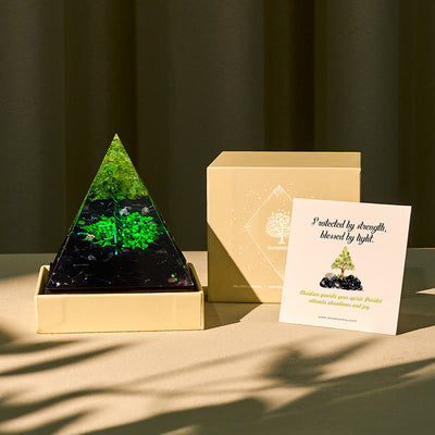 Olivenorma Guardian's Prosperity Obsidian & Peridot Orgon-Pyramide - 10 cm x 10 cm (mit Karte) - JA BITTE 8 $ - image 0