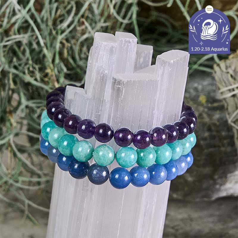 Olivenorma Wassermann – 20. Januar – 18. Februar – Sternzeichen-Astrologie-Kristallarmband-Set - Wassermann-Armbandset - 10 mm - image 0