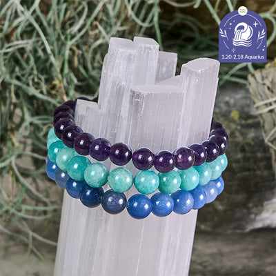 Olivenorma Wassermann – 20. Januar – 18. Februar – Sternzeichen-Astrologie-Kristallarmband-Set - Wassermann-Armbandset - 10 mm - image 0