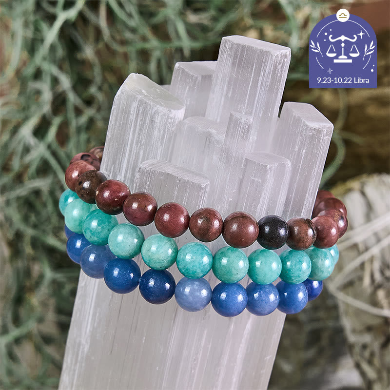 Olivenorma Libra – 23. September – 22. Oktober – Sternzeichen-Armbandset mit Kristallen - Waage-Armband-Set - 10 mm - image 0