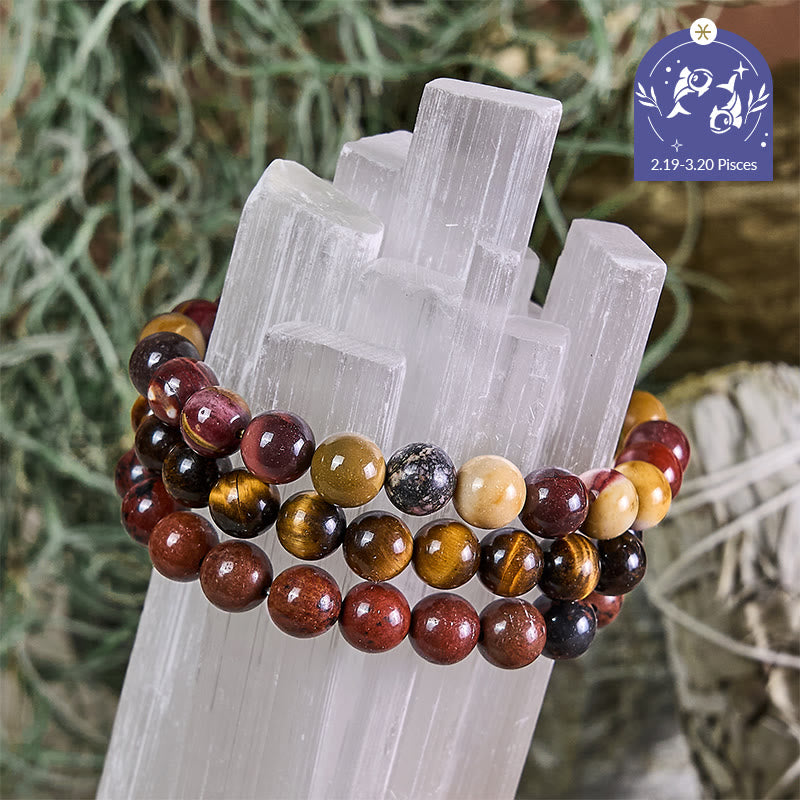 Olivenorma Fische – 19. Februar – 20. März – Sternzeichen-Armbandset mit Kristallen - Fische-Armbandset - 10 mm - image 0