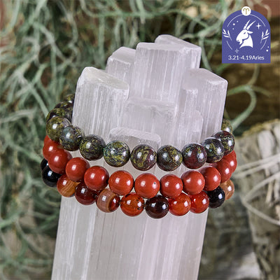 Olivenorma Widder (21. März – 19. April) – Sternzeichen-Armbandset mit Kristallen - Widder-Armband-Set - 10 mm - image 0