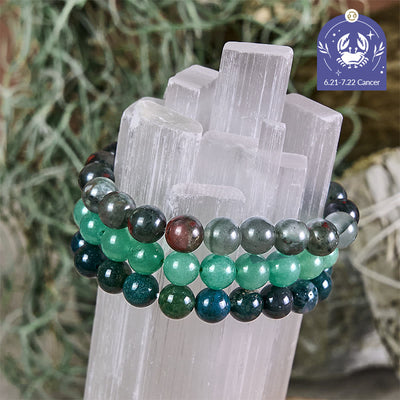 Olivenorma Krebs – 21. Juni – 22. Juli – Sternzeichen-Armbandset mit Kristallen - Krebs-Armband-Set - 10 mm - image 0