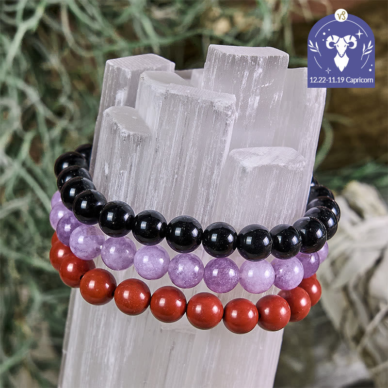 Olivenorma Steinbock – 22. Dez. – 19. Jan. – Sternzeichen-Astrologie-Kristallarmband-Set - Steinbock-Armband-Set - 10 mm - image 0