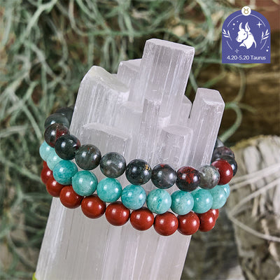 Olivenorma Stier – 20. April – 20. Mai – Sternzeichen-Armbandset mit Kristallen - Stier-Armband-Set - 10 mm - image 0