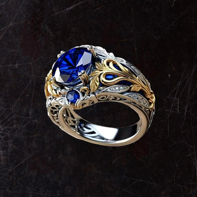 Olivenorma Zweifarbiger Ring aus Blau, Gold und Saphir - image 3