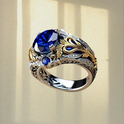 Olivenorma Zweifarbiger Ring aus Blau, Gold und Saphir - image 4