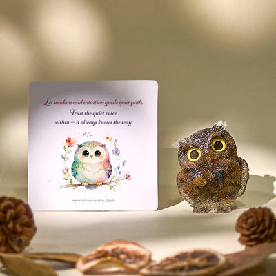 Olivenorma Kristall-Eulenfigur – Edelstein-Dekoration - image 0