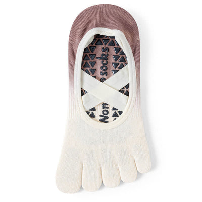 Olivenorma Fünf-Zehen-Gradienten-Yogasocken mit rutschfesten Riemen - Weiß & Kaffee - 8 Paar (gleiche Farbe) - image 8