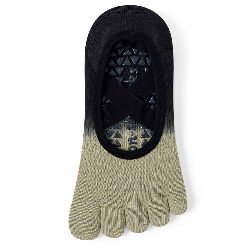 Olivenorma Fünf-Zehen-Gradienten-Yogasocken mit rutschfesten Riemen - Grün & Schwarz - 8 Paar (gleiche Farbe) - image 9