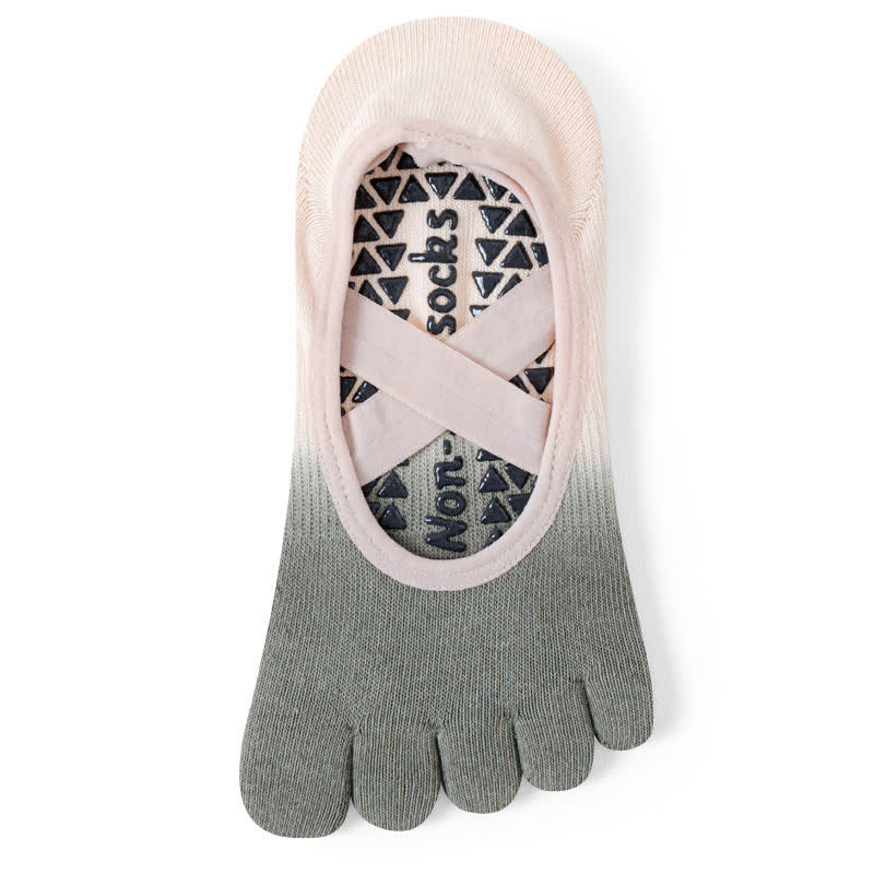 Olivenorma Fünf-Zehen-Gradienten-Yogasocken mit rutschfesten Riemen - Grau & Rosa - 8 Paar (gleiche Farbe) - image 12