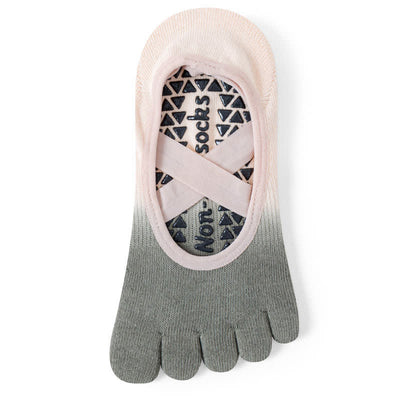 Olivenorma Fünf-Zehen-Gradienten-Yogasocken mit rutschfesten Riemen - Grau & Rosa - 8 Paar (gleiche Farbe) - image 12