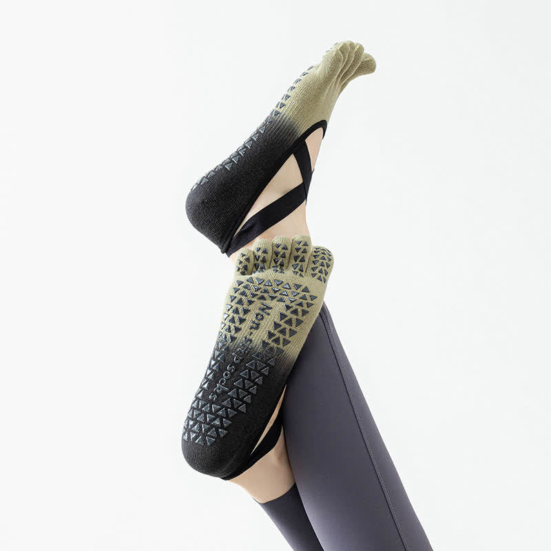 Olivenorma Fünf-Zehen-Gradienten-Yogasocken mit rutschfesten Riemen - image 11